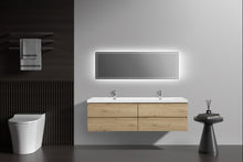 Load image into Gallery viewer, LAVIVA 313AUR-72DSO-GW Aurora 72" Sonoma Oak Wall Hung Double Sink Bathroom Vanity with White Acrylic Countertop