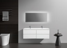 Load image into Gallery viewer, LAVIVA 313AUR-60DGPW-GW Aurora 60" Glossy Polar White Wall Hung Double Sink Bathroom Vanity with White Acrylic Countertop