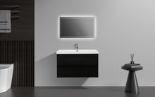 Load image into Gallery viewer, LAVIVA 313AUR-36MMB-GW Aurora 36" Matte Midnight Black Wall Hung Bathroom Vanity with White Acrylic Countertop