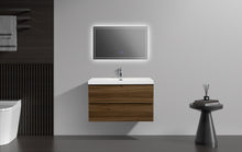 Load image into Gallery viewer, LAVIVA 313AUR-36SW-GW Aurora 36" Smokey Walnut Wall Hung Bathroom Vanity with White Acrylic Countertop