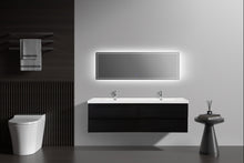 Load image into Gallery viewer, LAVIVA 313AUR-72DMMB-GW Aurora 72" Matte Midnight Black Wall Hung Double Sink Bathroom Vanity with White Acrylic Countertop