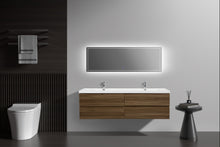 Load image into Gallery viewer, LAVIVA 313AUR-72DSW-GW Aurora 72" Smokey Walnut Wall Hung Double Sink Bathroom Vanity with White Acrylic Countertop