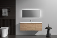 Load image into Gallery viewer, LAVIVA 313AUR-60CSO-GW Aurora 60" Sonoma Oak Wall Hung Single Sink Bathroom Vanity with White Acrylic Countertop