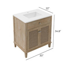 Load image into Gallery viewer, Fresca FCB4530SFIR-CWH-U Cora 30" Freestanding Bathroom Cabinet with Top & Sink in Sunlit Fir