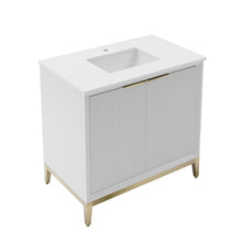 Load image into Gallery viewer, Fresca FCB4036WH-BG-CWH-U Wellington 36" Freestanding Bathroom Cabinet with Top & Sink in White