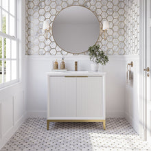 Load image into Gallery viewer, Fresca FCB4036WH-BG-CWH-U Wellington 36" Freestanding Bathroom Cabinet with Top & Sink in White