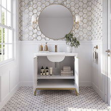 Load image into Gallery viewer, Fresca FCB4036WH-BG-CWH-U Wellington 36" Freestanding Bathroom Cabinet with Top & Sink in White