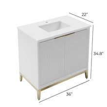 Load image into Gallery viewer, Fresca FCB4036WH-BG-CWH-U Wellington 36" Freestanding Bathroom Cabinet with Top & Sink in White