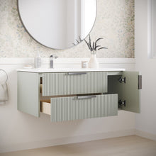 Load image into Gallery viewer, Fresca FCB4336SGE-UNS-L-CWH-U Camille 36" Floating Bathroom Cabinet with Top & Sink in Whispering Sage