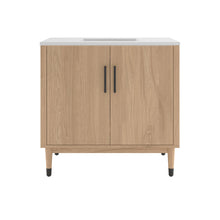 Load image into Gallery viewer, Fresca FCB4436SOAK-CWH-U Sawyer 36" Freestanding Bathroom Cabinet with Top & Sink in Sunburst Oak