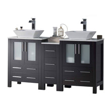 Load image into Gallery viewer, Blossom 001 60S1 02 V Sydney 60 Inch Vanity with Ceramic Double Vessel Sinks - Espresso