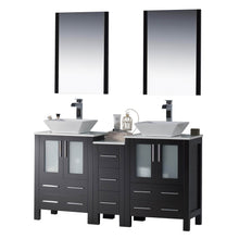 Load image into Gallery viewer, Blossom 001 60S1 02 V M Sydney 60 Inch Vanity with Ceramic Double Vessel Sinks & Mirrors - Espresso