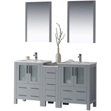 Load image into Gallery viewer, Blossom 001 60S1 15 C M Sydney 60 Inch Vanity with Ceramic Double Sinks & Mirrors - Metal Gray