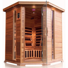 Load image into Gallery viewer, SUNRAY HL400KC Bristol Bay 4-PERSON CORNER INFRARED SAUNA 65" X 65" X 75"