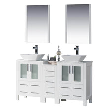 Load image into Gallery viewer, Blossom 001 60S1 01 V M Sydney 60 Inch Vanity with Ceramic Double Vessel Sinks & Mirrors - White