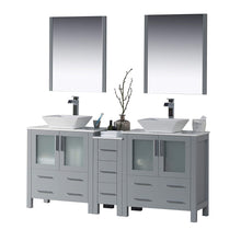 Load image into Gallery viewer, Blossom 001 72 15 V M Sydney 72 Inch Vanity with Ceramic Double Vessel Sinks & Mirrors - Metal Gray