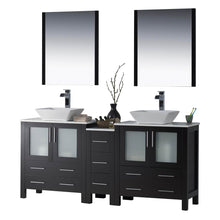 Load image into Gallery viewer, Blossom 001 72 02 V M Sydney 72 Inch Vanity with Ceramic Double Vessel Sinks & Mirrors - Espresso