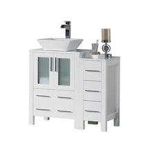 Load image into Gallery viewer, Blossom 001 36S 01 V Sydney 36 Inch Vanity with Ceramic Vessel Sink & Side Cabinet - White