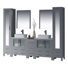 Load image into Gallery viewer, Blossom 001 102 15 V M Sydney 102 Inch Vanity with Ceramic Double Vessel Sinks & Mirrors - Metal Gray