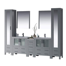 Load image into Gallery viewer, Blossom 001 102 15 C M Sydney 102 Inch Vanity with Ceramic Double Sinks & Mirrors - Metal Gray