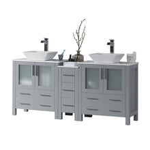 Load image into Gallery viewer, Blossom 001 72 15 V Sydney 72 Inch Vanity with Ceramic Double Vessel Sinks - Metal Gray