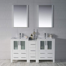 Load image into Gallery viewer, Blossom 001 60S1 01 C M Sydney 60 Inch Vanity with Ceramic Double Sinks & Mirrors - White