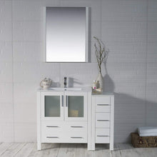 Load image into Gallery viewer, Blossom 001 42S 01 C M Sydney 42 Inch Vanity with Ceramic Sink & Mirror & Side Cabinet - White