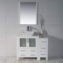 Load image into Gallery viewer, Blossom 001 42S 01 V M Sydney 42 Inch Vanity with Ceramic Vessel Sink & Mirror & Side Cabinet - White