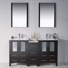 Load image into Gallery viewer, Blossom 001 60S1 02 C M Sydney 60 Inch Vanity with Ceramic Double Sinks & Mirrors - Espresso