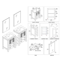 Load image into Gallery viewer, Blossom 001 60S1 15 C M Sydney 60 Inch Vanity with Ceramic Double Sinks & Mirrors - Metal Gray