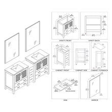 Load image into Gallery viewer, Blossom 001 72 15 C M Sydney 72 Inch Vanity with Ceramic Double Sinks & Mirrors - Metal Gray