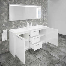 Load image into Gallery viewer, Casa Mare Nona 60" Glossy White Modern Double Sink Freestanding Bathroom Vanity and Sink Combo - NONA152GW-60-MSC