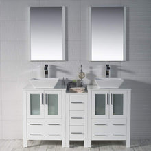 Load image into Gallery viewer, Blossom 001 60S1 01 V Sydney 60 Inch Vanity with Ceramic Double Vessel Sinks - White
