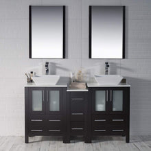 Load image into Gallery viewer, Blossom 001 60S1 02 V M Sydney 60 Inch Vanity with Ceramic Double Vessel Sinks & Mirrors - Espresso