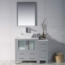 Load image into Gallery viewer, Blossom 001 42S 15 V M Sydney 42 Inch Vanity with Ceramic Vessel Sink & Mirror & Side Cabinet - Metal Grey