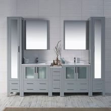 Load image into Gallery viewer, Blossom 001 102 15 C M Sydney 102 Inch Vanity with Ceramic Double Sinks & Mirrors - Metal Gray