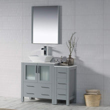 Load image into Gallery viewer, Blossom 001 42S 15 V M Sydney 42 Inch Vanity with Ceramic Vessel Sink & Mirror & Side Cabinet - Metal Grey