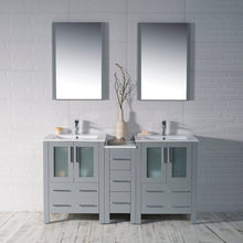 Load image into Gallery viewer, Blossom 001 60S1 15 C M Sydney 60 Inch Vanity with Ceramic Double Sinks & Mirrors - Metal Gray
