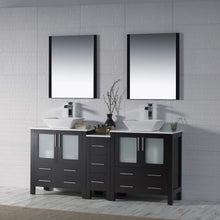 Load image into Gallery viewer, Blossom 001 72 02 V M Sydney 72 Inch Vanity with Ceramic Double Vessel Sinks & Mirrors - Espresso
