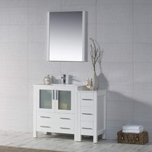 Load image into Gallery viewer, Blossom 001 42S 01 C M Sydney 42 Inch Vanity with Ceramic Sink & Mirror & Side Cabinet - White