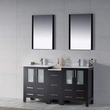 Load image into Gallery viewer, Blossom 001 60S1 02 C M Sydney 60 Inch Vanity with Ceramic Double Sinks & Mirrors - Espresso