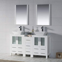 Load image into Gallery viewer, Blossom 001 60S1 01 V M Sydney 60 Inch Vanity with Ceramic Double Vessel Sinks & Mirrors - White