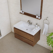 Load image into Gallery viewer, Alya Bath AB-MOF36-RW Paterno 36 inch Modern Wall Mounted Bathroom Vanity, Rosewood