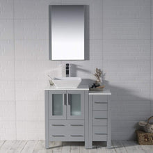 Load image into Gallery viewer, Blossom 001 36S 15 V M Sydney 36 Inch Vanity with Ceramic Vessel Sink & Mirror & Side Cabinet - Metal Grey