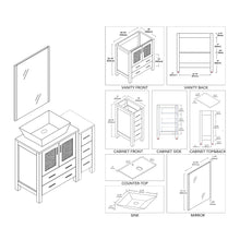 Load image into Gallery viewer, Blossom 001 42S 01 V M Sydney 42 Inch Vanity with Ceramic Vessel Sink & Mirror & Side Cabinet - White