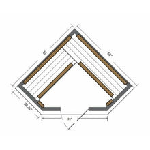 Load image into Gallery viewer, SUNRAY HL400KC Bristol Bay 4-PERSON CORNER INFRARED SAUNA 65" X 65" X 75"
