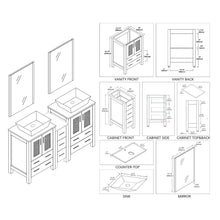 Load image into Gallery viewer, Blossom 001 60S1 01 V M Sydney 60 Inch Vanity with Ceramic Double Vessel Sinks & Mirrors - White