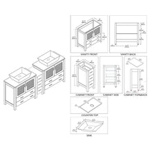 Load image into Gallery viewer, Blossom 001 84S1 01 V Sydney 84 Inch Vanity with Ceramic Double Vessel Sinks - White