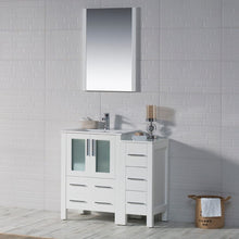 Load image into Gallery viewer, Blossom 001 36S 01 C M Sydney 36 Inch Vanity with Ceramic Sink & Mirror & Side Cabinet - White