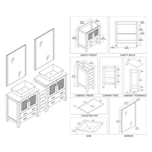 Load image into Gallery viewer, Blossom 001 72 01 V M Sydney 72 Inch Vanity with Ceramic Double Vessel Sinks & Mirrors - White
